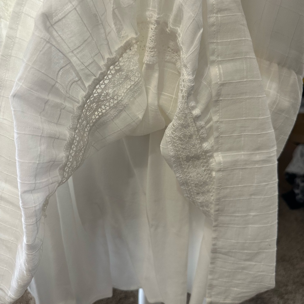 White cotton button front Babydoll - Picture 5 of 6